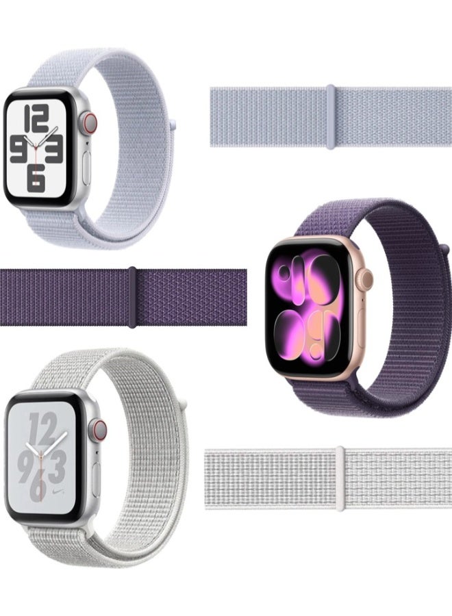 بيلينجدون BEILINGDUN 3 عبوات سوار مضفر متوافق مع سوار ساعة ابل 38 ملم 40 ملم 41 ملم 42 ملم 44 ملم 45 ملم، اساور مرنة ناعمة قابلة للتعديل متوافقة مع سلسلة اي ووتش 8/7/6/5/4/3/SE للنساء والرجال - Image 2